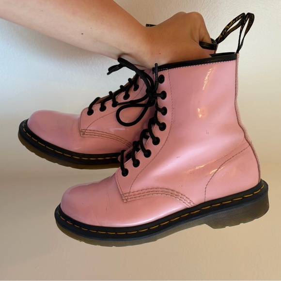 Dr. Martens Shoes - Dr. Martens Pink 8-Eye Lace-Up Combat Boots